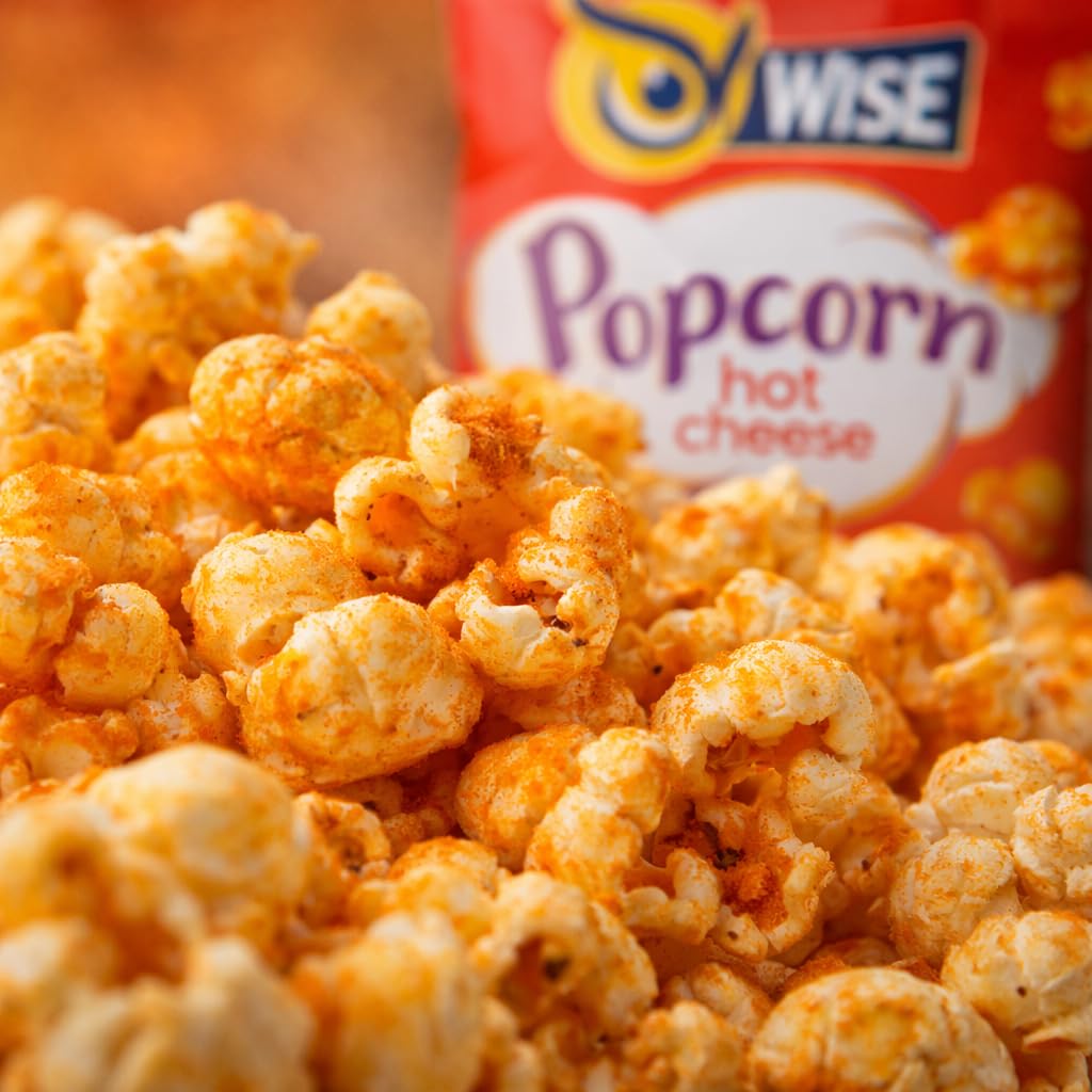 Wise Snacks Hot Cheese Popcorn 2.25 oz (16 Count) - Air-Popped, Gluten-Free Gourmet Snack, Delicious Spicy Flavor, Perfect for Movie Nights
