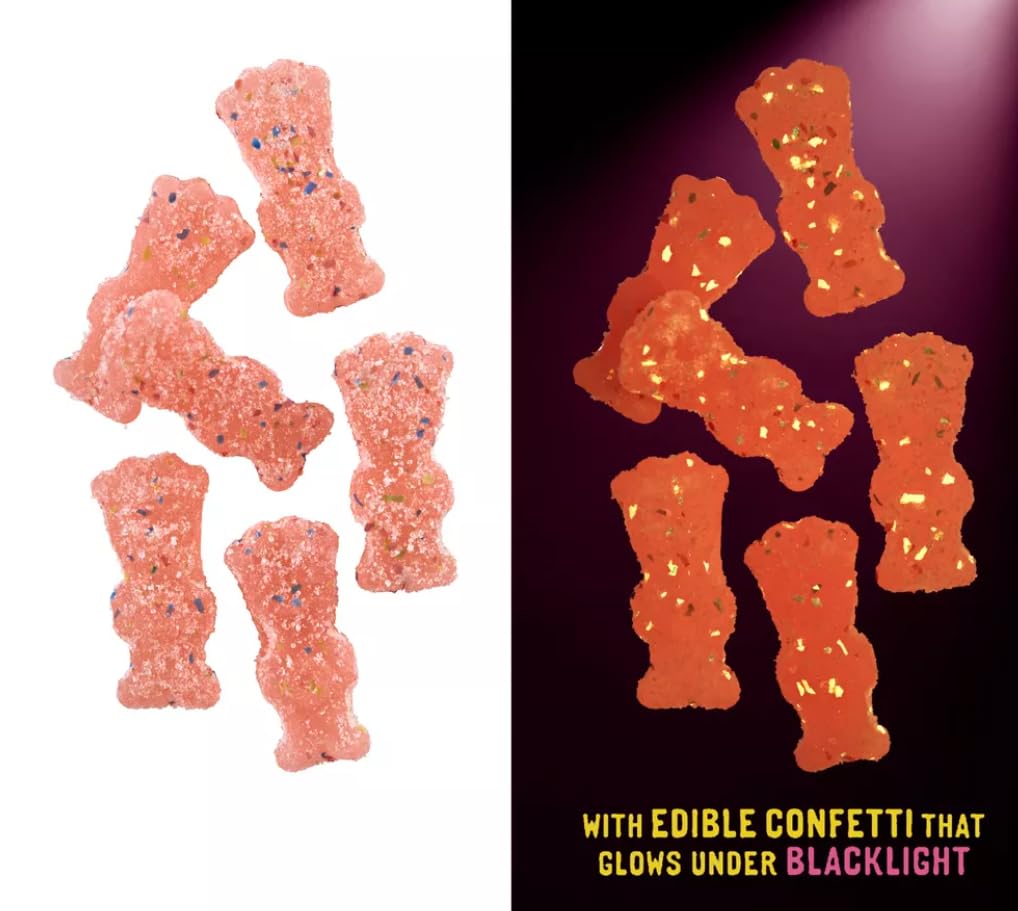 Glow Up Sour Gummies, 26.8oz Strawberry Watermelon Chewy Candy with Blacklight Glow Confetti - Limited Edition Halloween Party Snack