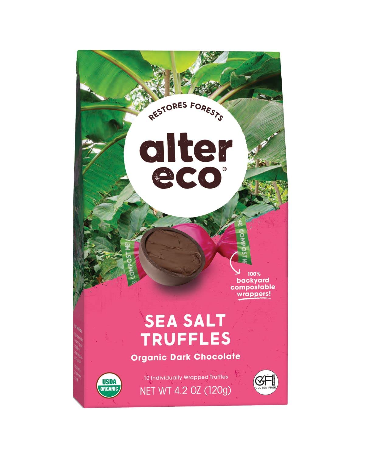 Alter Eco | Deep Dark Sea Salt Truffles | 58% Pure Dark Cocoa, Fair Trade, Organic, Non-GMO, Gluten Free Dark Chocolate Truffles (10 Count (Pack