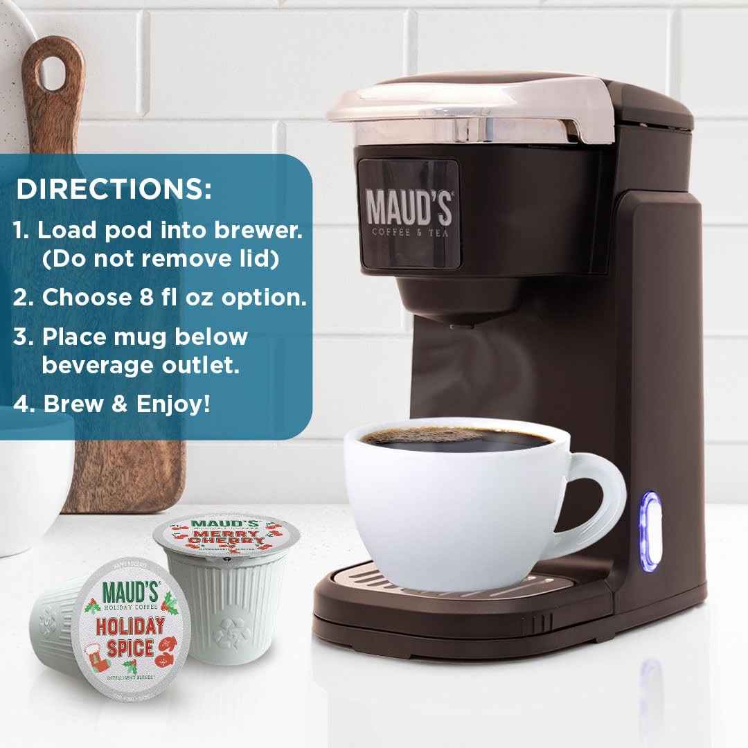 Maud's Holiday Blend Coffee Pods Variety Pack, 42 ct, 6 Assorted Flavors, Medium Roast Coffee in Single Serve Pods - 100% Arabica Coffee, Compatible