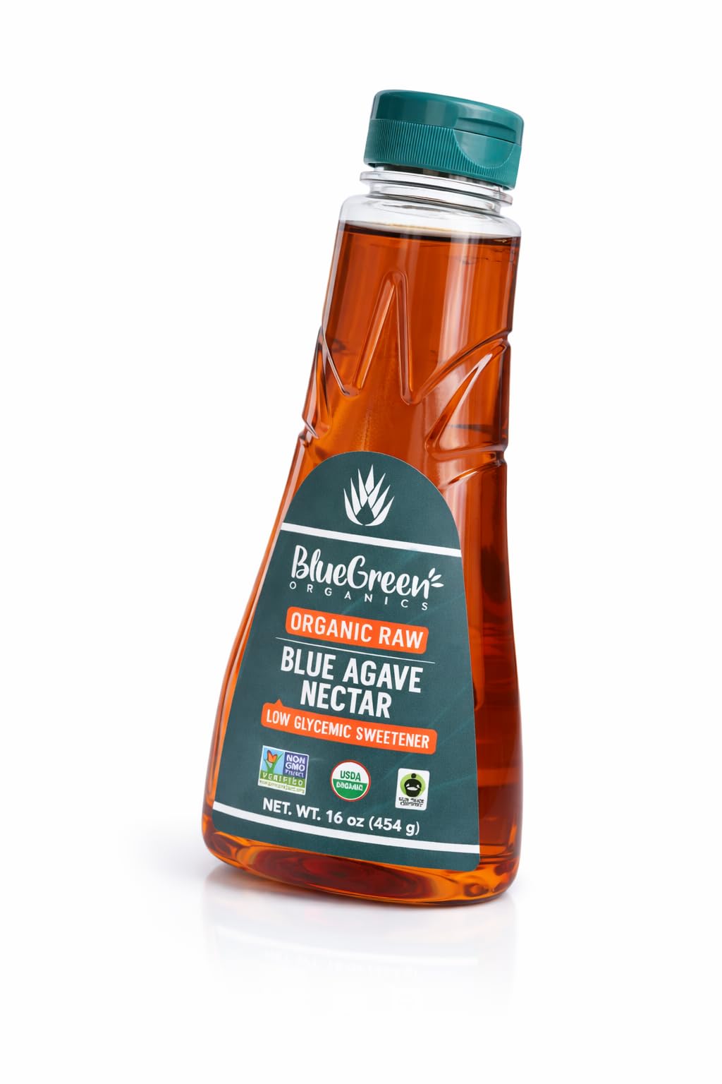 BLUE GREEN ORGANICS Raw Blue Agave Nectar - 16 oz Organic Natural Sweetener - Low Glycemic & Non-GMO Squeeze Bottle