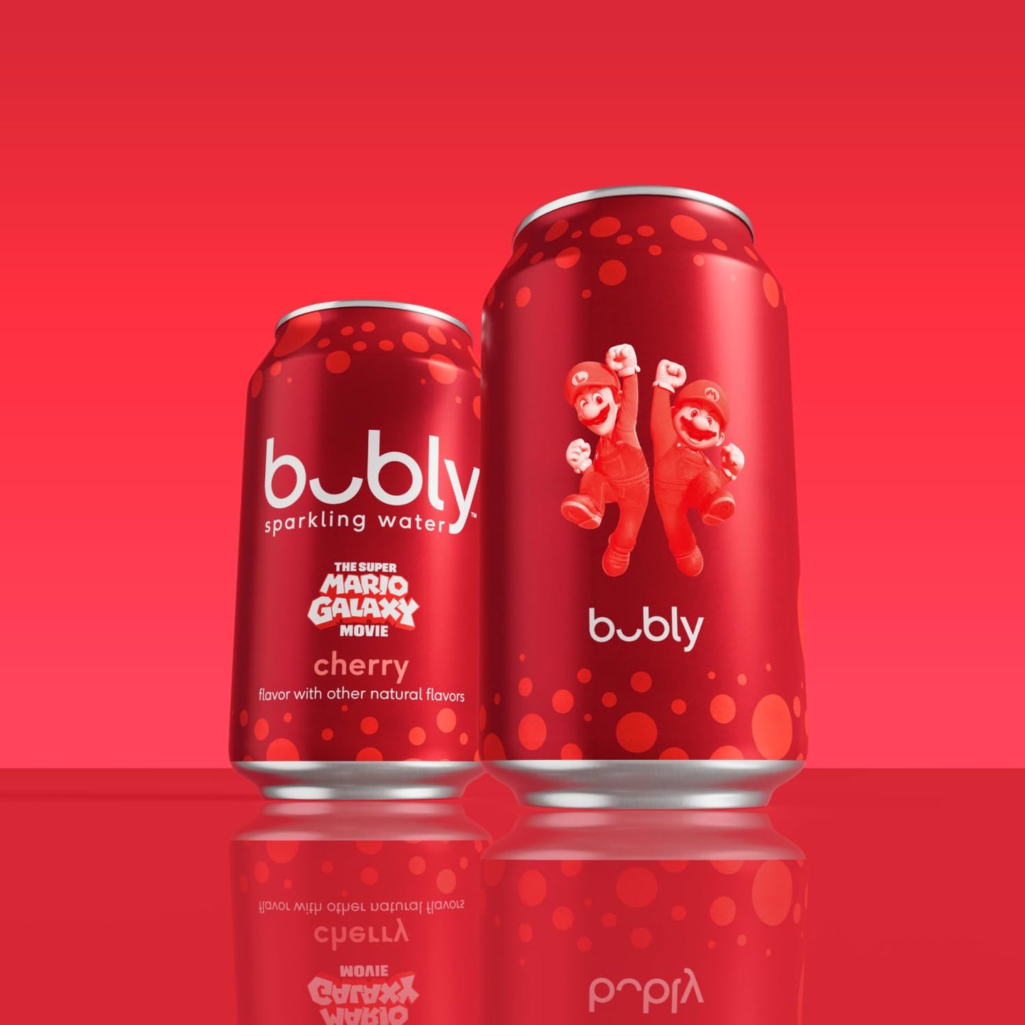 bubly Sparkling Water, The Super Mario Galaxy Movie Cherry, Zero Sugar & Zero Calories, 12 Fl Oz Cans (Pack of 8), Packaging May Vary