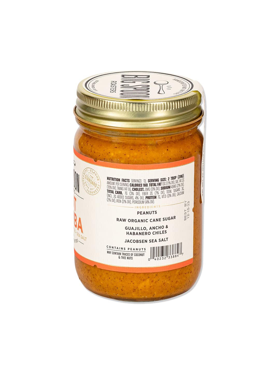 Big Spoon Roasters Sweet Heat Peanut Butter w/Habanero Chiles & Sea Salt - Low Sugar, Sweet & Spicy, Creamy Peanut Butter - Keto, Palm Free, & Vegan