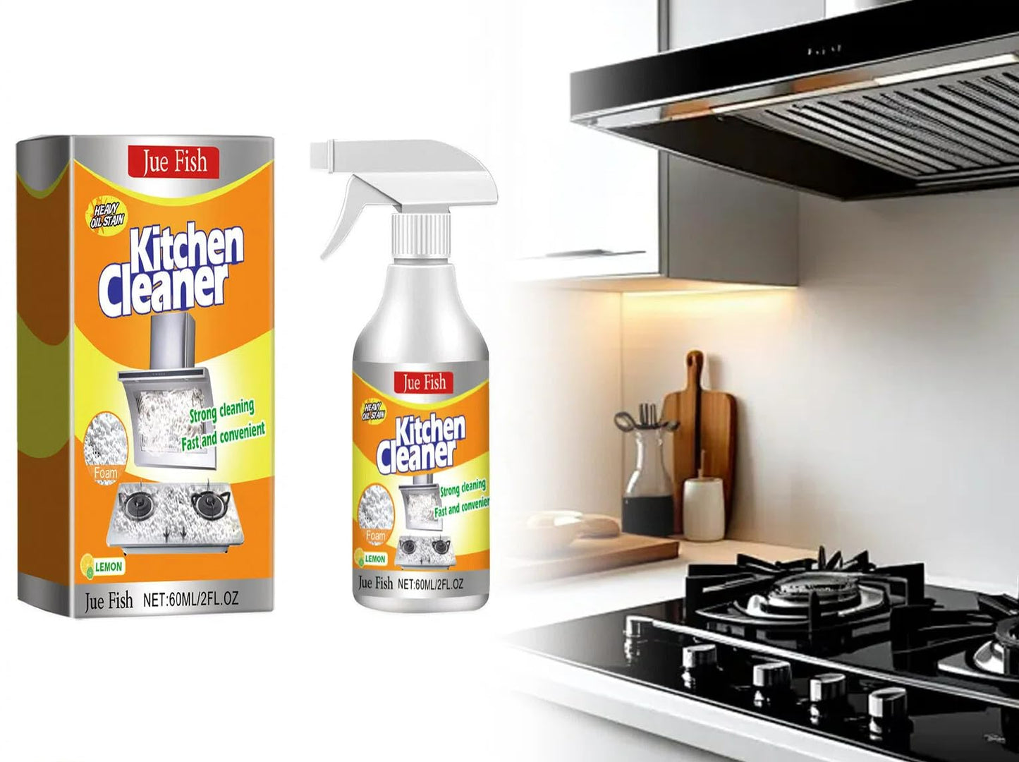 Kitchen Foam Cleaner Heavy Duty Grease Remover for Range Hood Stove Oven Powerful Unscented Deep Cleaning Spray Rich Foam Fast Acting Removes Stubborn