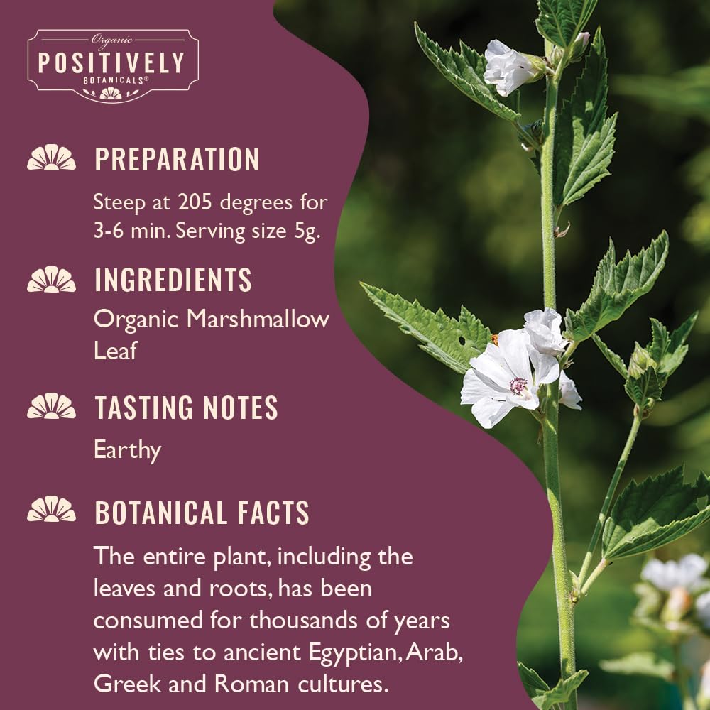 Organic Positively Botanicals Company, Marshmallow Leaf, Herbal Tea Loose Leaf Botanical, 4 Ounce