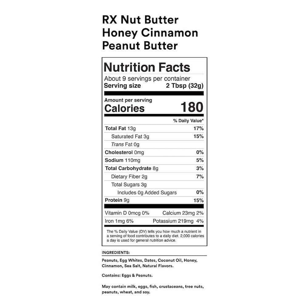 RX Nut Butter, Honey Cinnamon Peanut Butter, 1.13oz, 1 Count, Keto Snack