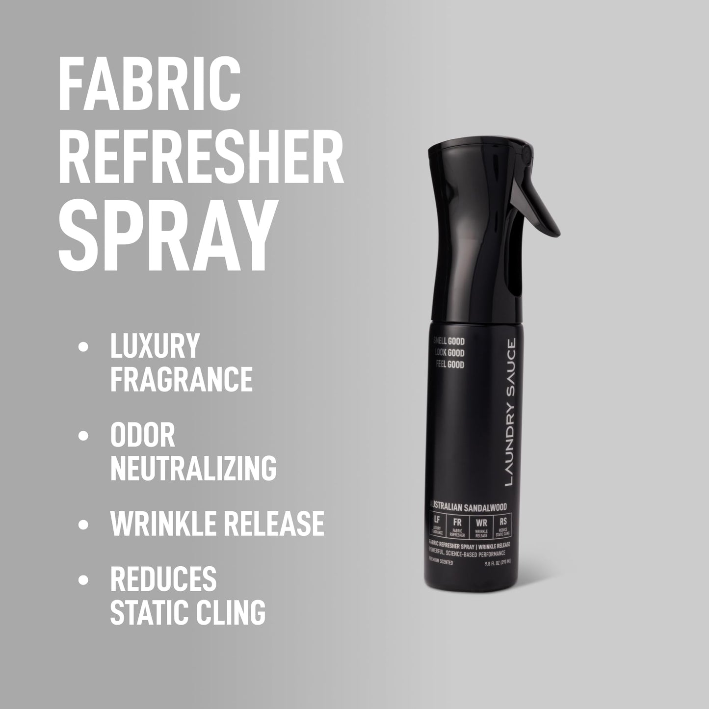 Laundry Sauce Fabric Refresher Spray Australian Sandalwood, Odor-Fighting Fabric Refresher, Fragrance and Laundry Scent, 9.8 fl oz