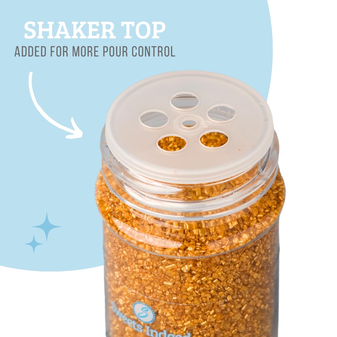 Sweets Indeed Gold Decorating Sugar - Gold Sanding Sugar Crystals for Baking & Decorating Cupcakes, Cookies, Cakes & Desserts - Wedding, Holiday