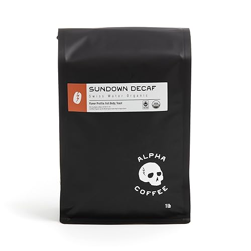 Alpha Coffee - Sundown Decaf - 16 oz. Premium Gourmet Craft Organic Decaffeinated Whole Bean Coffee | Veteran Owned - Specialty Small Batch Roasted