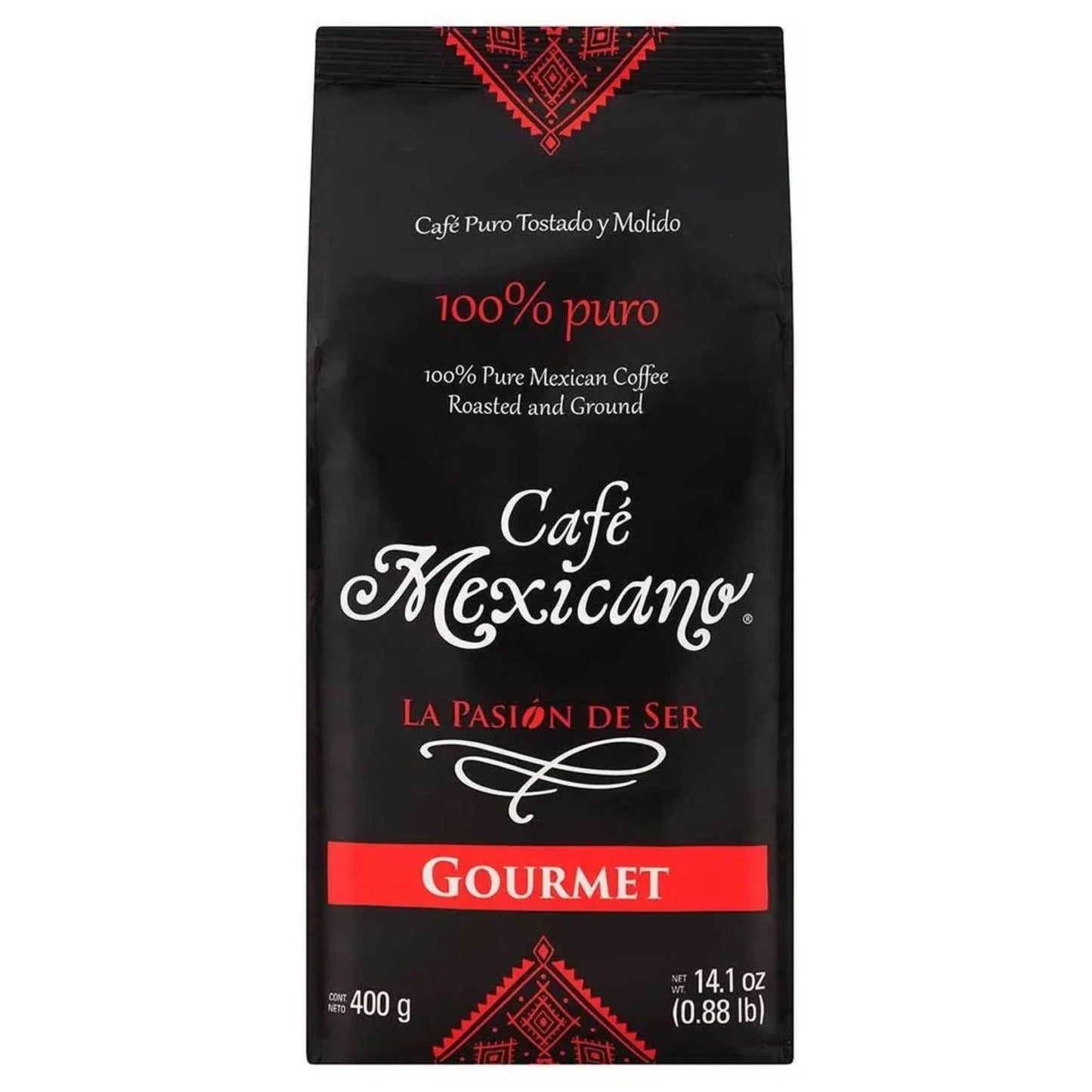 Café Mexicano La Pasion de Ser Mexican Gourmet Coffee Roast and Ground 100% Pure Mexica Coffee 14.1 Ounces Café Mexicano 100% Puro 400 gramos - Cafe