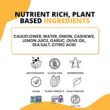 LIVWELL Dairy-Free Cauliflower Pasta Sauce - Plant Based Vegan Alfredo Pasta Sauce with Cauliflower, Roasted Garlic & Cashews, Nutrient Rich, Non GMO