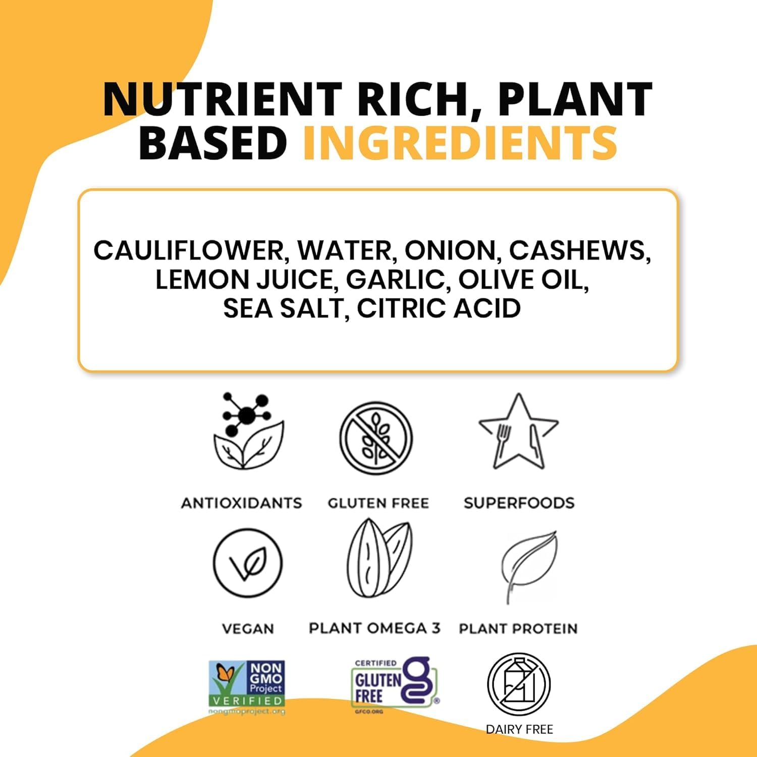 LIVWELL Dairy-Free Cauliflower Pasta Sauce - Plant Based Vegan Alfredo Pasta Sauce with Cauliflower, Roasted Garlic & Cashews, Nutrient Rich, Non GMO