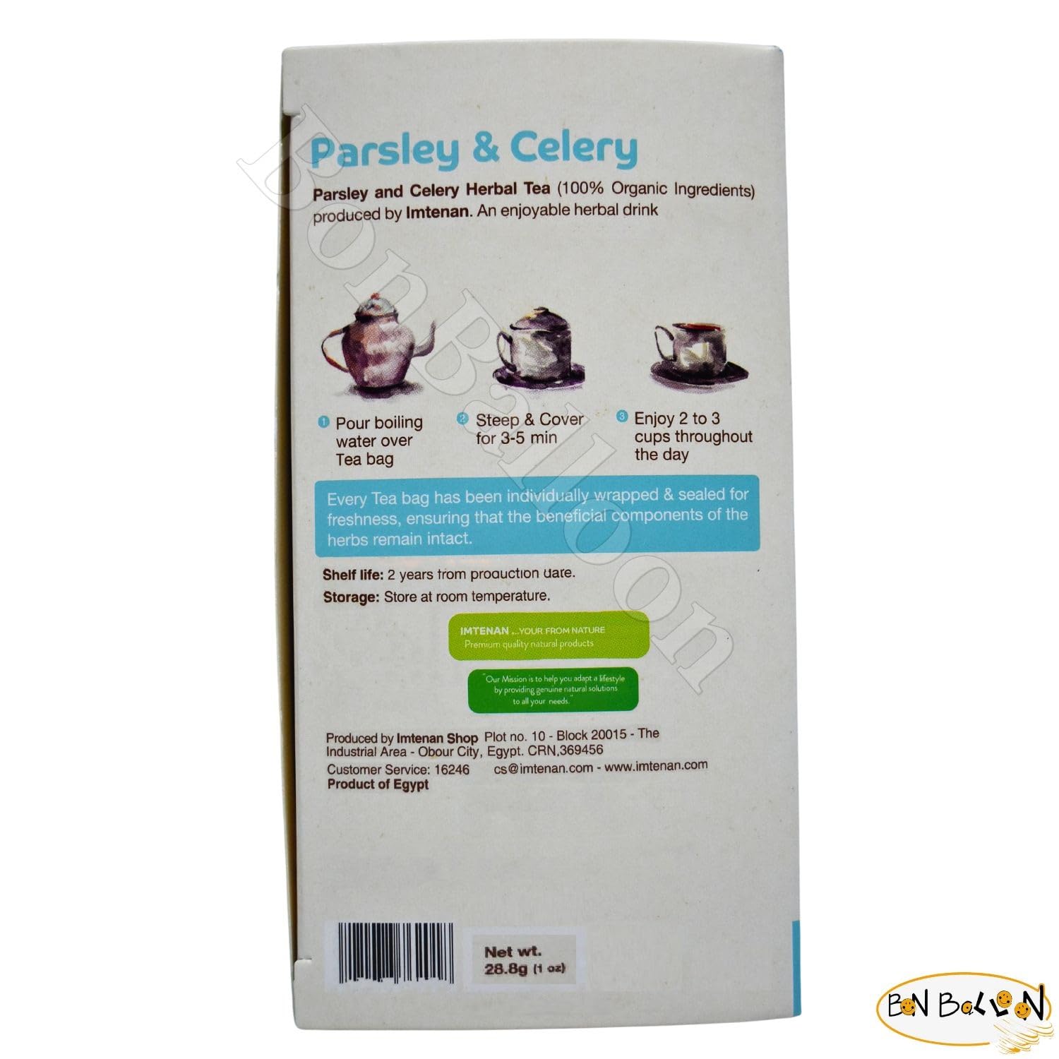 Imtenan Natural Drink Herbal Parsley And Celery Herbal Tea Bags Herbals Herbs Herb Non Gmo No Additives No Artificial Coloring Kosher Halal (18 Bag)