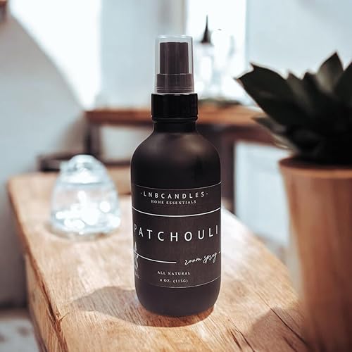 Patchouli Scent Room and Linen Spray Made In USA Clean Ingredients Essential Oils Long Lasting Scent AIr Freshener Glass Bottle Air Freshener Musk