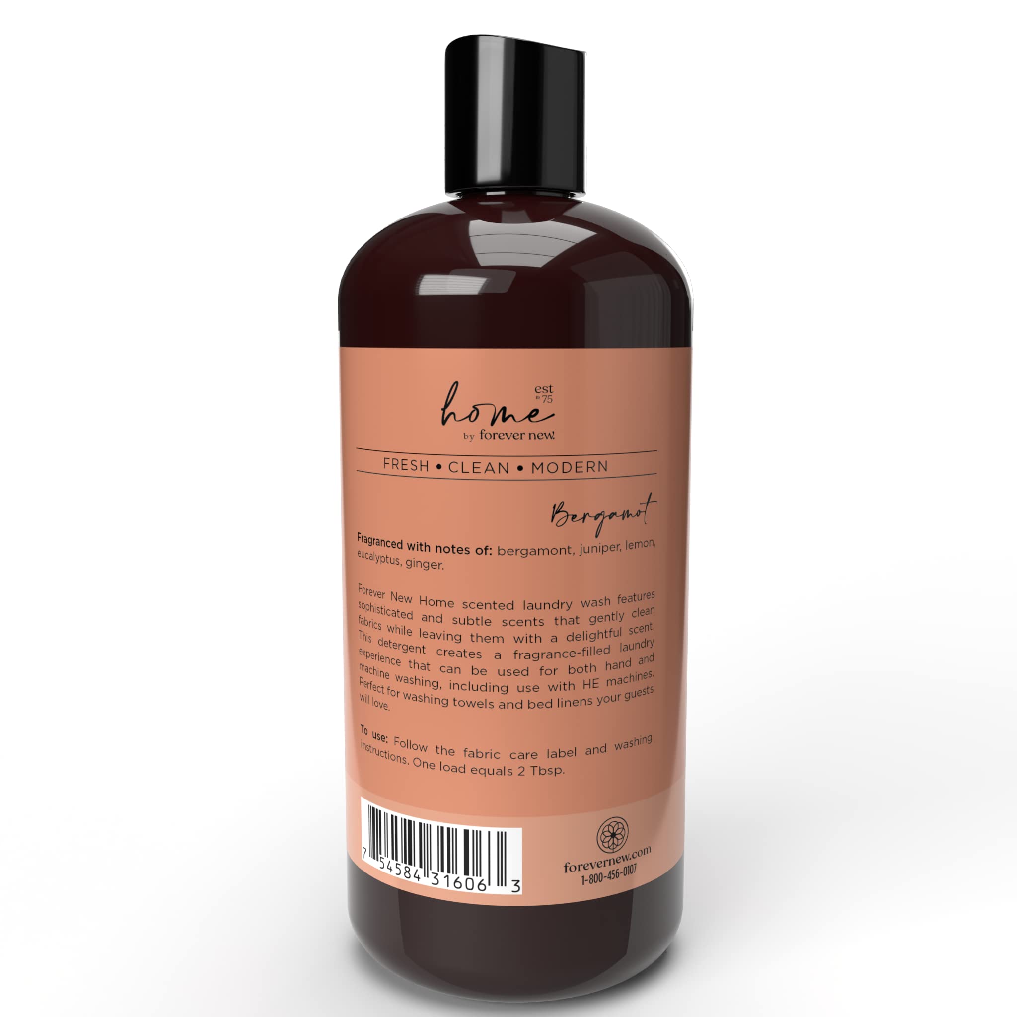 Home by Forever New - Scented Liquid Laundry Detergent, Bergamot, 16 Fl Oz - Perfect for Washing Towels, Bed Linens, Clothing, and More