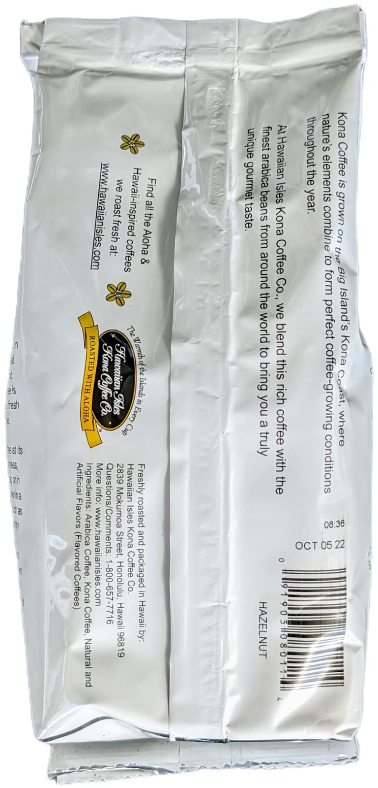 Hawaiian Isles Kona Coffee Co. Hazelnut - 8 ounce bag (226.8g)