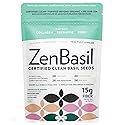 Zen Basil Seeds | edible basil seeds, kosher, non-gmo, lectin free, gluten free, plant based, keto, paleo, vegan | 15g fiber per/serv | 14oz | more