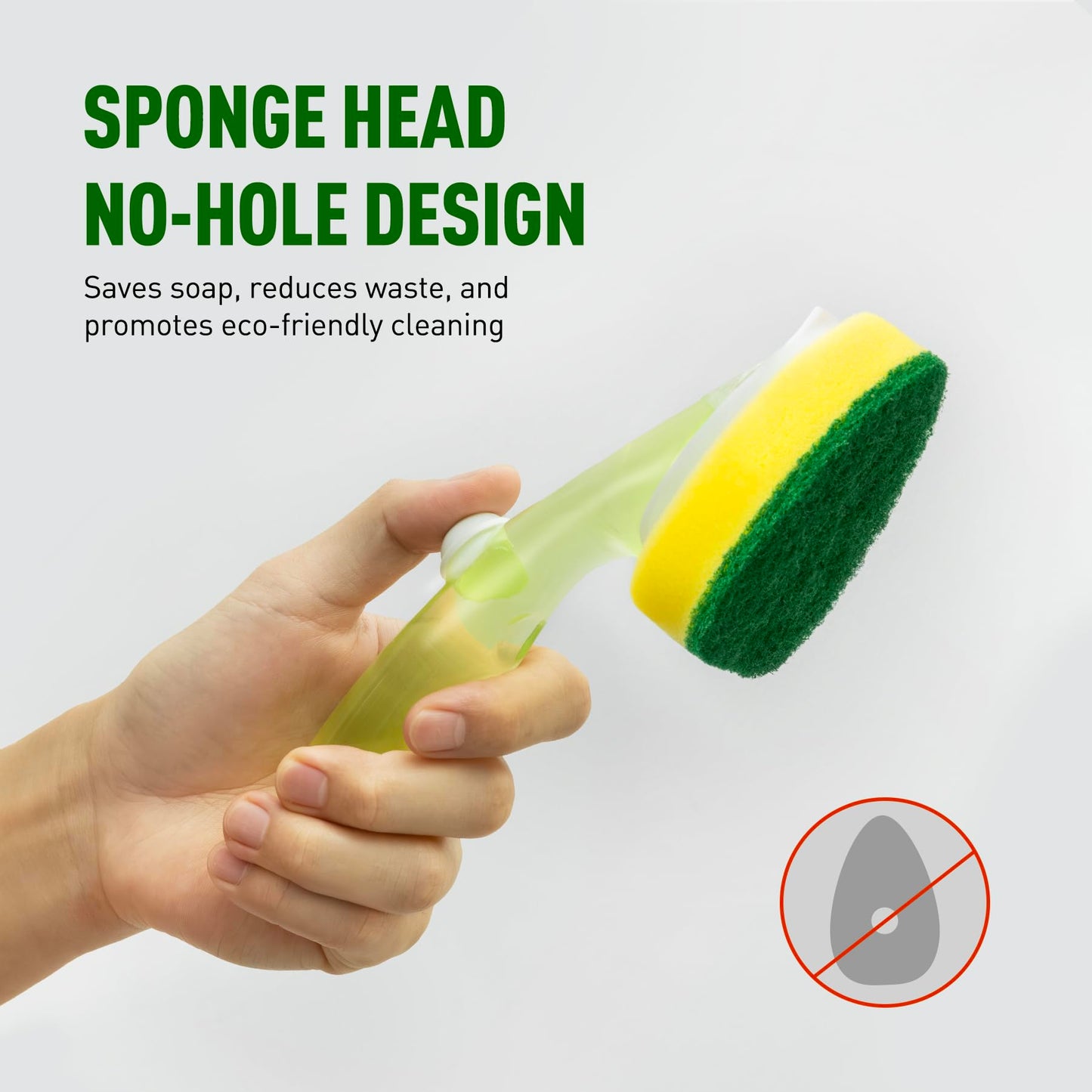 Dishwand Refills Sponge Heads for Scotch-Brite Dish Wand, Non Scratch Heavy Duty Scrub Brush Sponges, Soap Dispensing Scrubbers, Dish Wand Refill Head