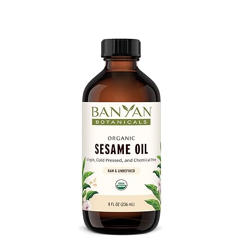 Banyan Botanicals Sesame Oil - Organic & Unrefined Sesame Oil for Skin, Body, Hair & More - Multiple Sizes - 8 oz - Non GMO Sustainably Sourced Vegan