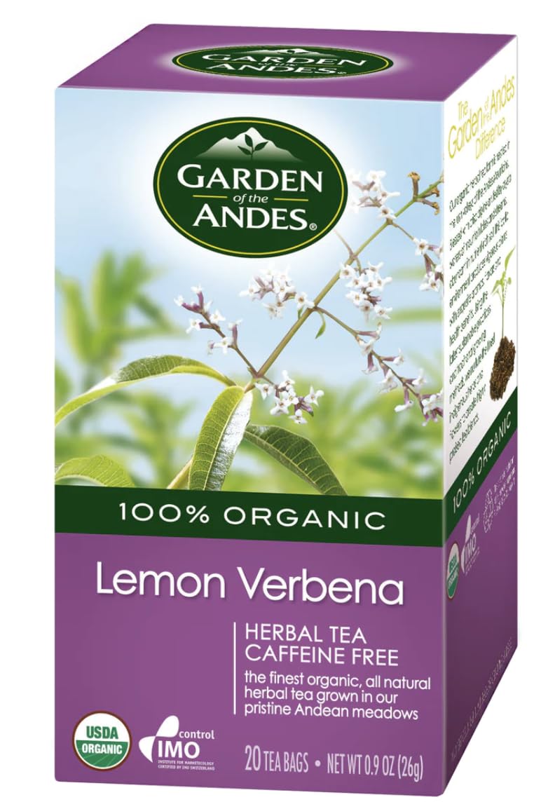 Garden of the Andes Herbal Organic Decaf Lemon Verbena Hot Tea Bags, 0.9 oz, 20 Tea BagCount