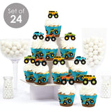 Big Dot of Happiness Smash and Crash - Monster Truck - Cupcake Decoration - Boy Birthday Party Cupcake Wrappers and Treat Picks Kit - Set of 24