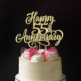 AROKIPPRY golden Glitter Happy 55th Anniversary Cake Topper - for Wedding Anniversary/Company Anniversary Party / 55th Birthday Party Decorations