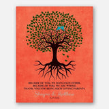 Lucky Tusk Thank You Gift For Parents Personalized Family Tree Roots Because Of You We Have Each Other Mother of Groom Bride Family #LT-1111,