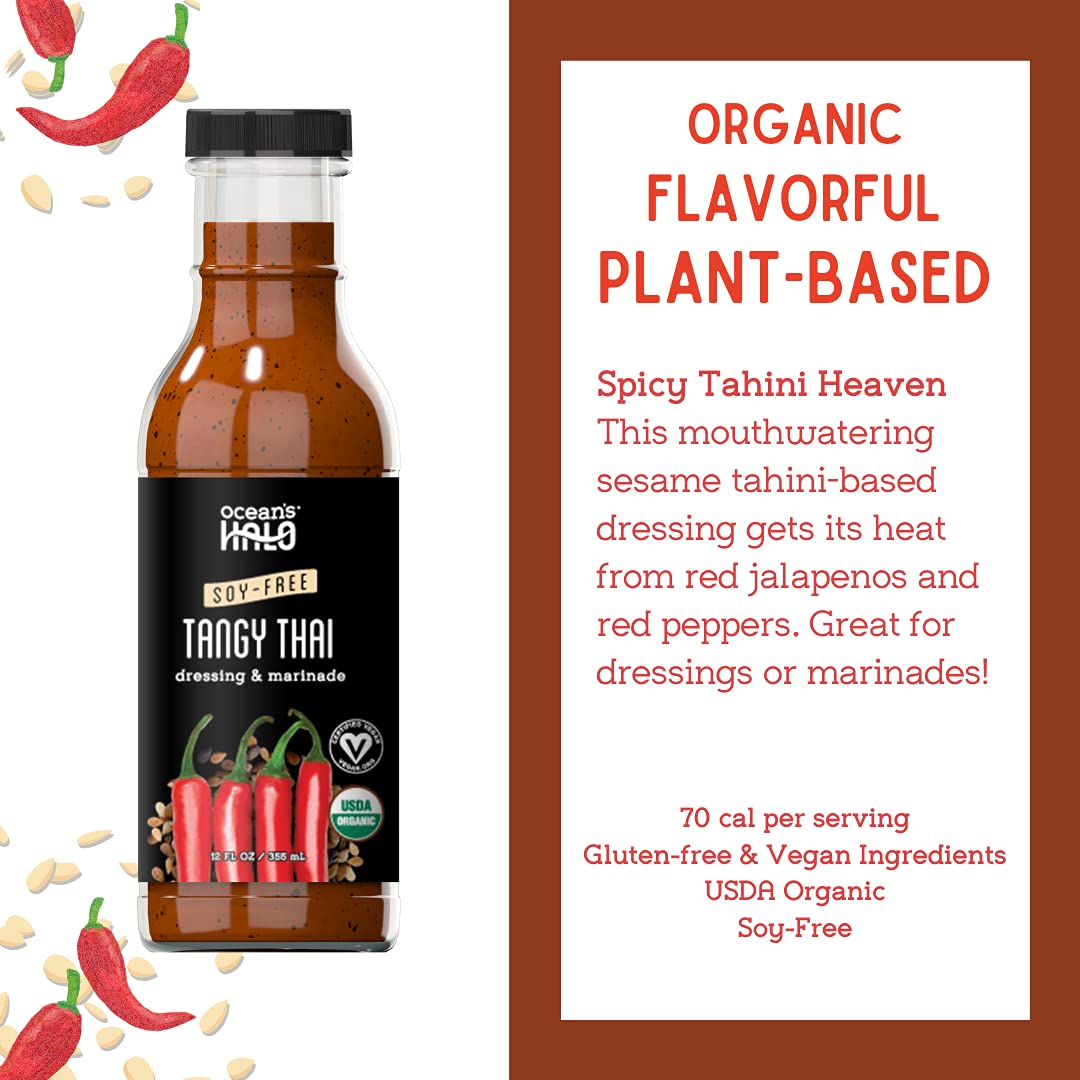 Ocean's Halo Tangy Thai Dressing & Marinade - Organic, Vegan, Soy-free (2 Pack)