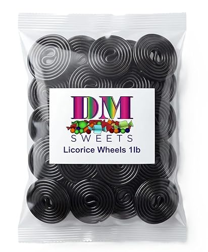 Black Licorice Wheels Candy 1 lb Bag - Soft Chewy Classic Twists Bulk Retro Snack Treats. Approximately 40 Wheels per Bag
