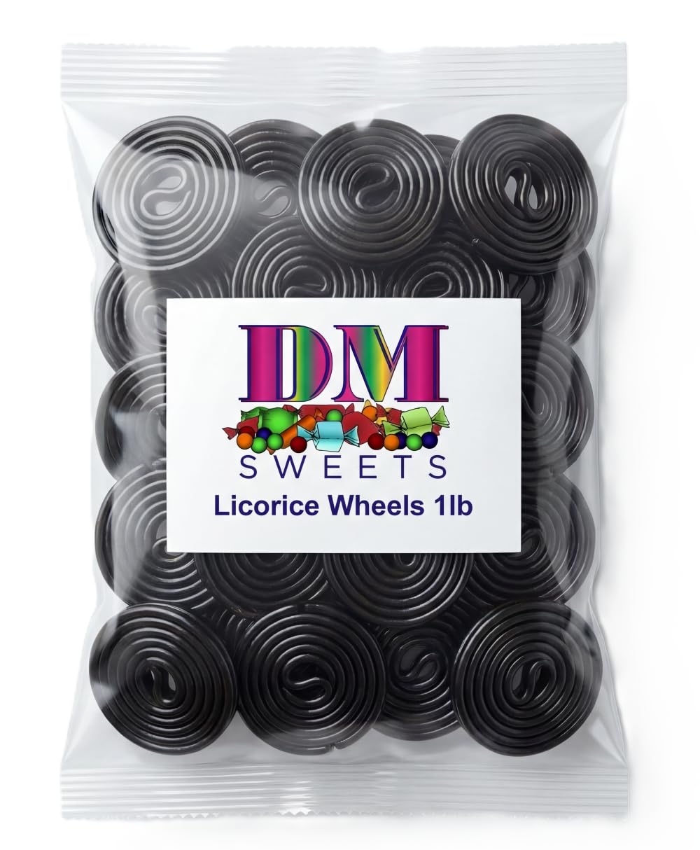 Black Licorice Wheels Candy 1 lb Bag - Soft Chewy Classic Twists Bulk Retro Snack Treats. Approximately 40 Wheels per Bag