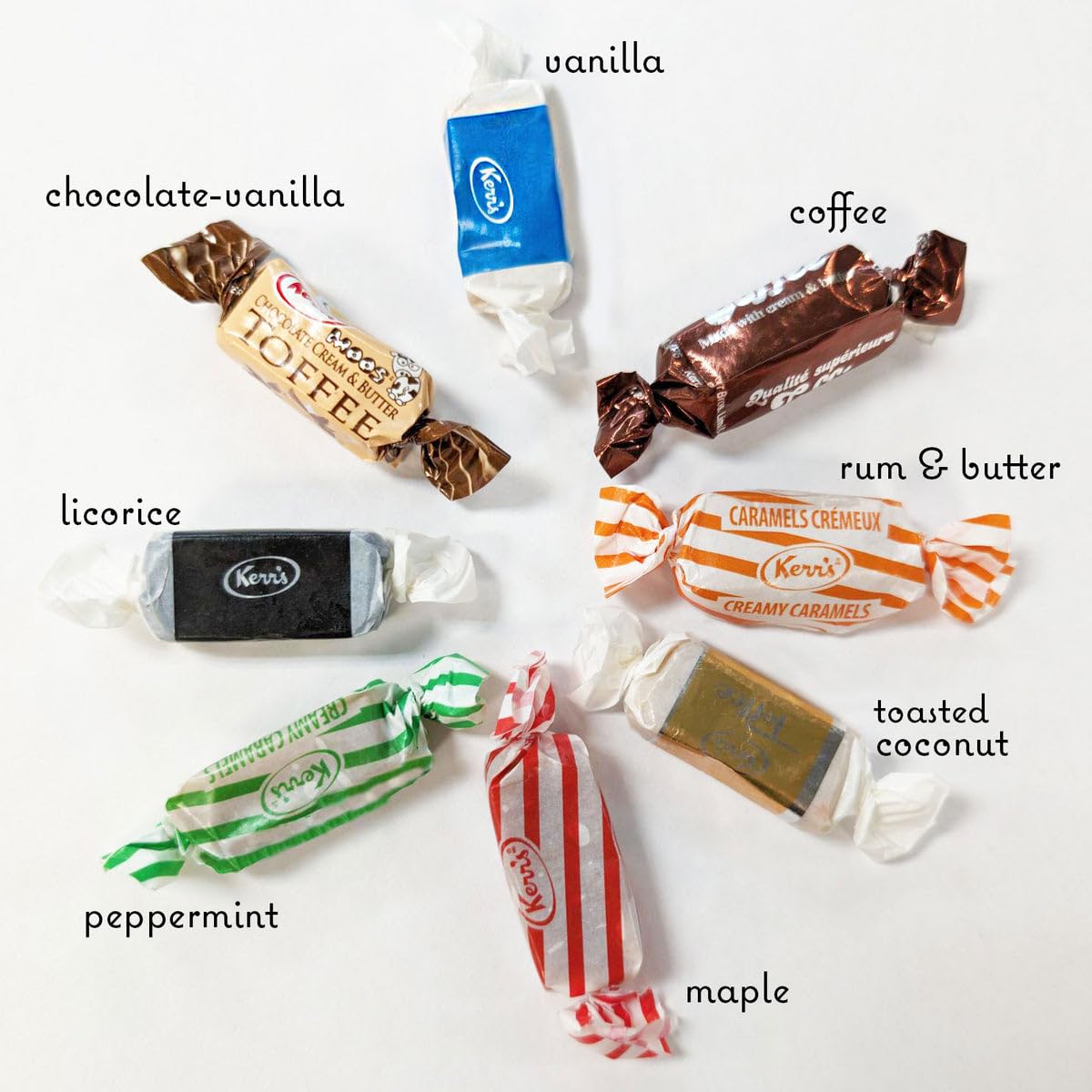 Kerr's Assorted Toffee Candies, 340g/15 oz., Bag