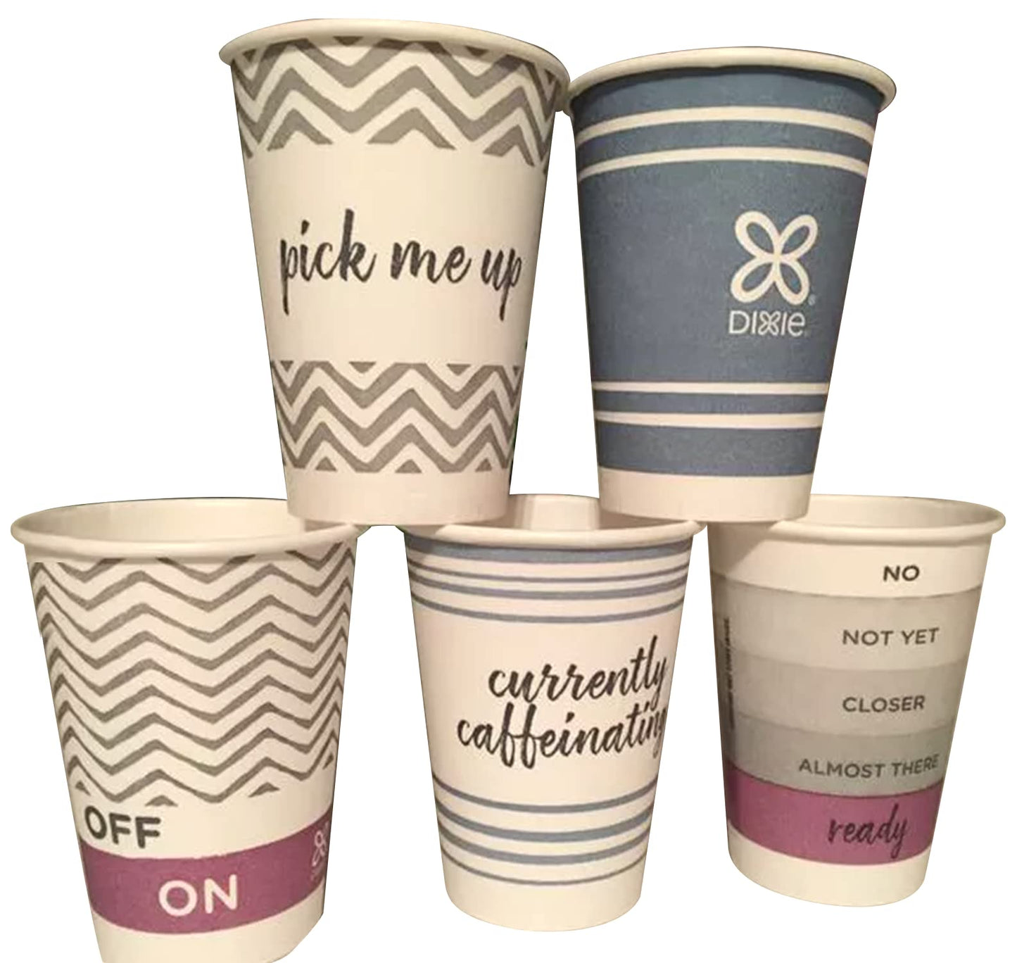 DuraCasa Straws and Dixie To Go Perfectouch Paper Cups and Lids Pack of 40 Count, 12 ounce, Hot Beverage Cups & Lids, Assorted Designs, Disposable