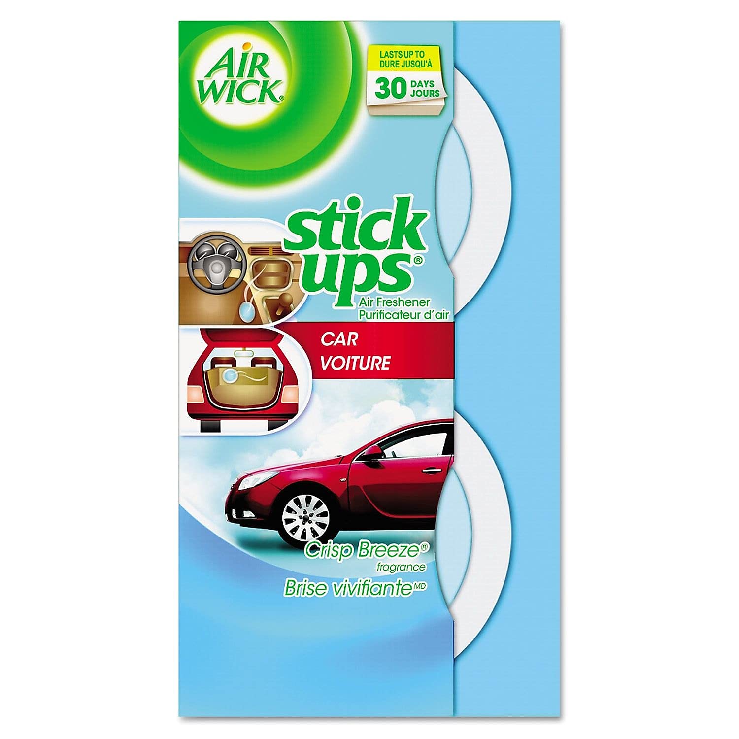Air Wick Stick Ups Car Air Freshener, Crisp Breeze (Packaging May Vary), 2ct PACK OF 12