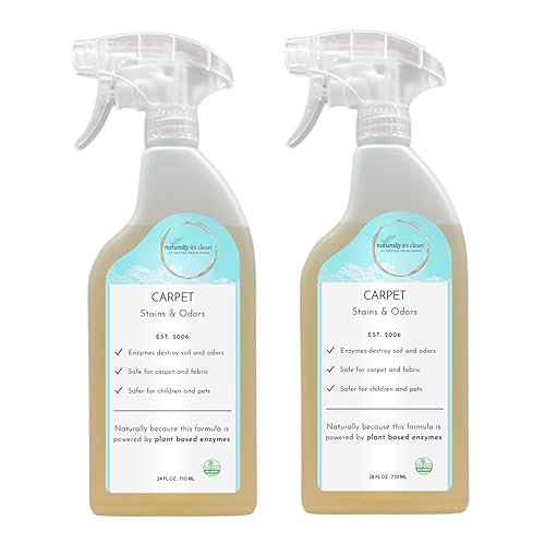 naturally it's clean Carpet Stains & Odors Cleaner; Plant Based Enzyme Safely Cleans Pet/Food Stains, Grease & Ink from Carpets, Rugs, Upholstery