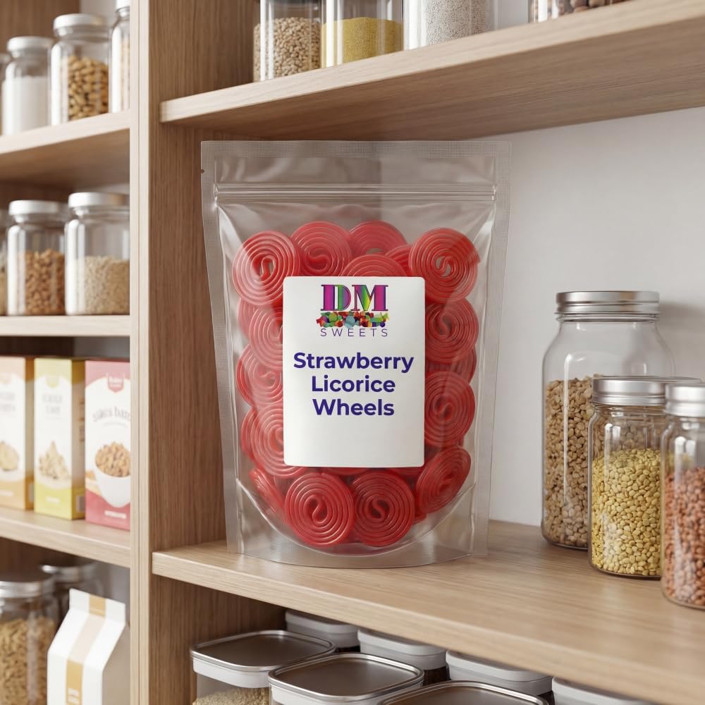 Premium Strawberry Licorice Wheels - 2 lbs Bulk Bag of Chewy Fresh Gourmet Red Candy
