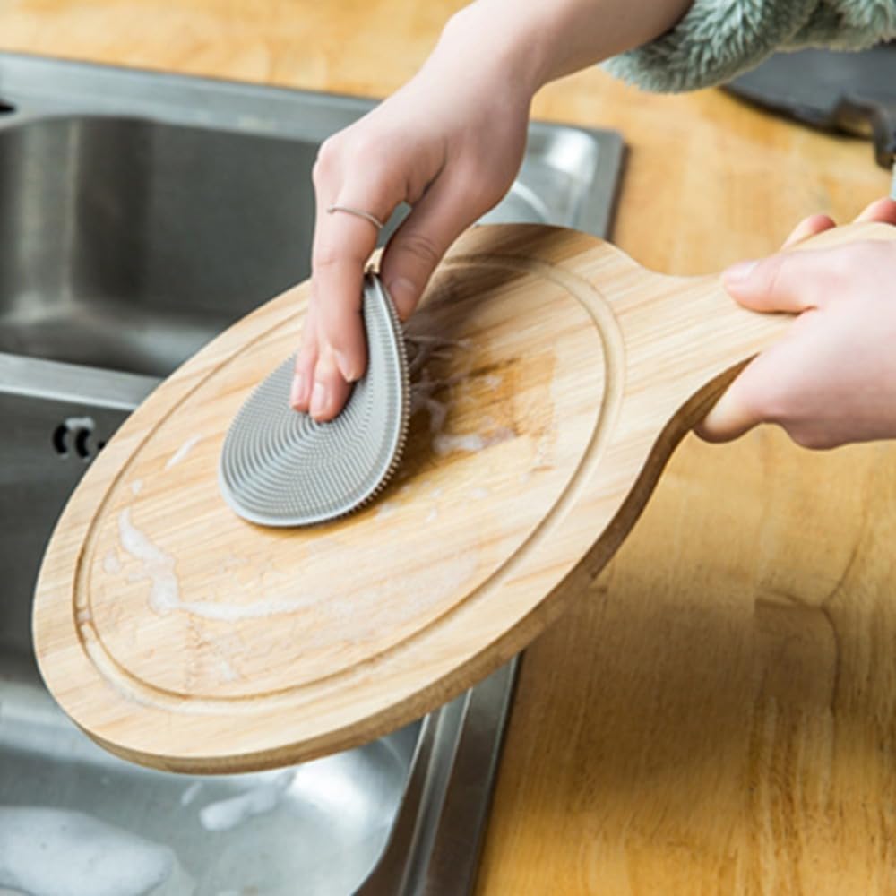 4 Pcs Silicone Dish Scrubber, Multipurpose Round Silicone Sponges Reusable Dish Brush for Kitchen Dishes Plate Fruits Vegetables Washing and Cleaning