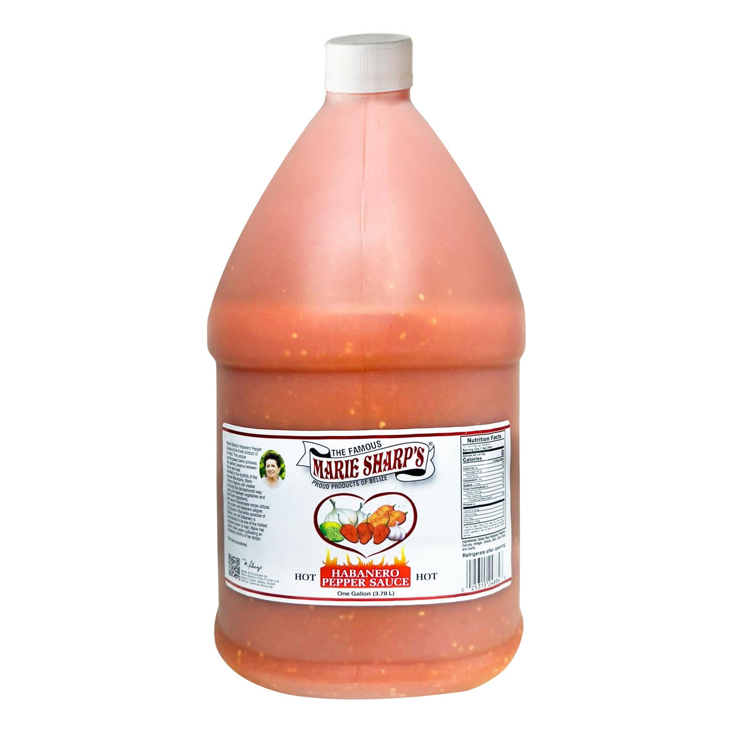 Marie Sharp's Hot Habanero Pepper Sauce, 1 Gallon (128 Ounces) - Authentic Belizean Hot Sauce with Fresh Red Habanero Peppers