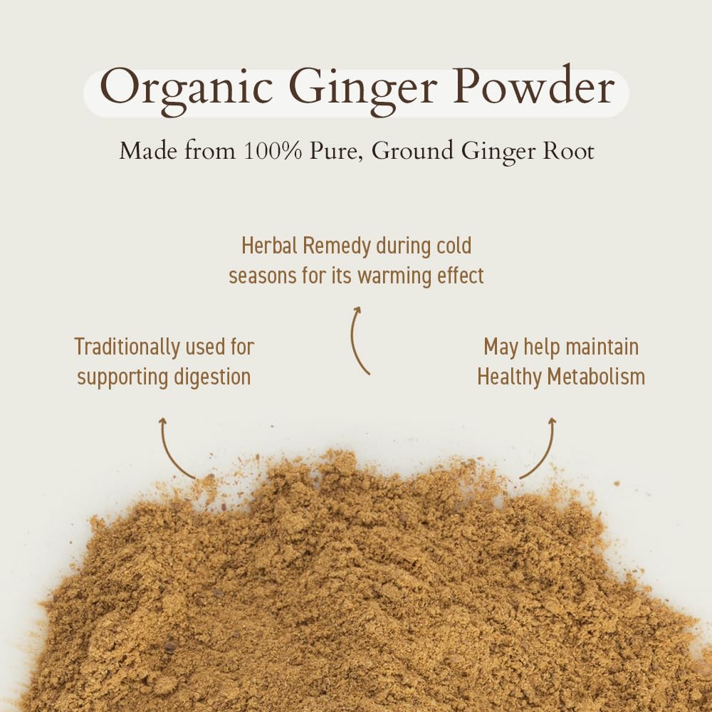 Geo-Fresh Organic Ginger Powder 1.4 oz - Ground Ginger Powder Organic Raw - USDA Certified, Non-GMO, Kosher, Gluten-Free - Premium Spice and Seasoning