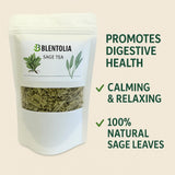 Blentolia Sage Tea - 100% Natural Dried Sage Leaves - Herbal Wellness Tea for Relaxation, Digestion & Immune Support - 50g Resealable Pouch