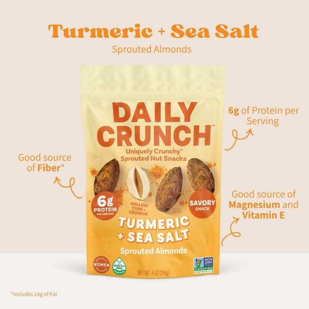 Daily Crunch, Almonds Sprouted Turmeric Sea Salt, 4 Ounce