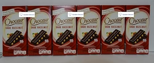 Choceur Dark Chocolate with Whole Roasted Hazelnuts 7.05oz 200g (6 Bars)