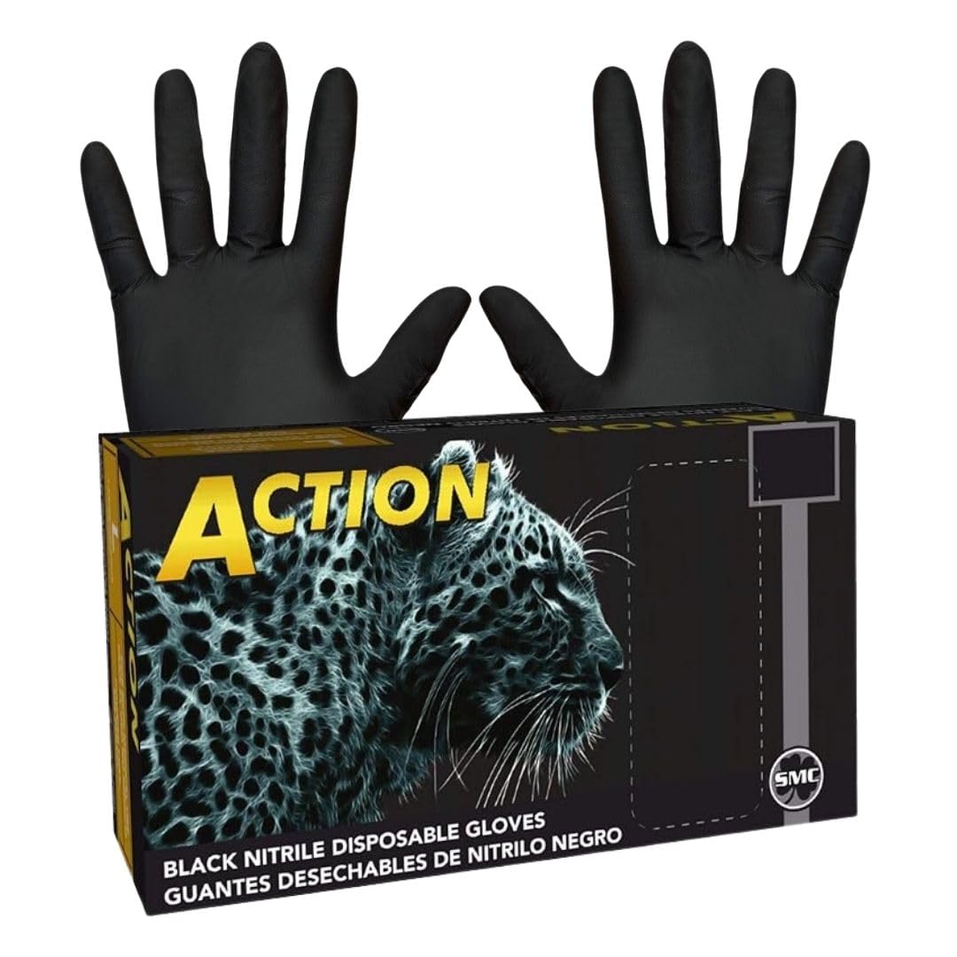 Shamrock Nitrile Black Disposable Gloves - 6 mil, Latex-Free, Powder-Free, Rubber Glove, Non-Medical Use, Powder-Free, Medium, 83012