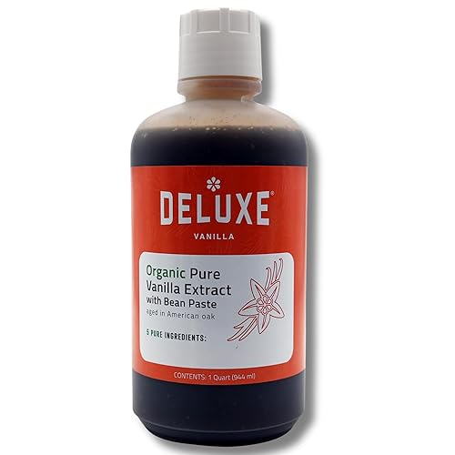Organic Vanilla Extract with Bean Paste, 32 oz / 1 Quart - Small Batch, Hand, Selected Beans, Slow-Cold Extraction Aged in American Oak Kosher
