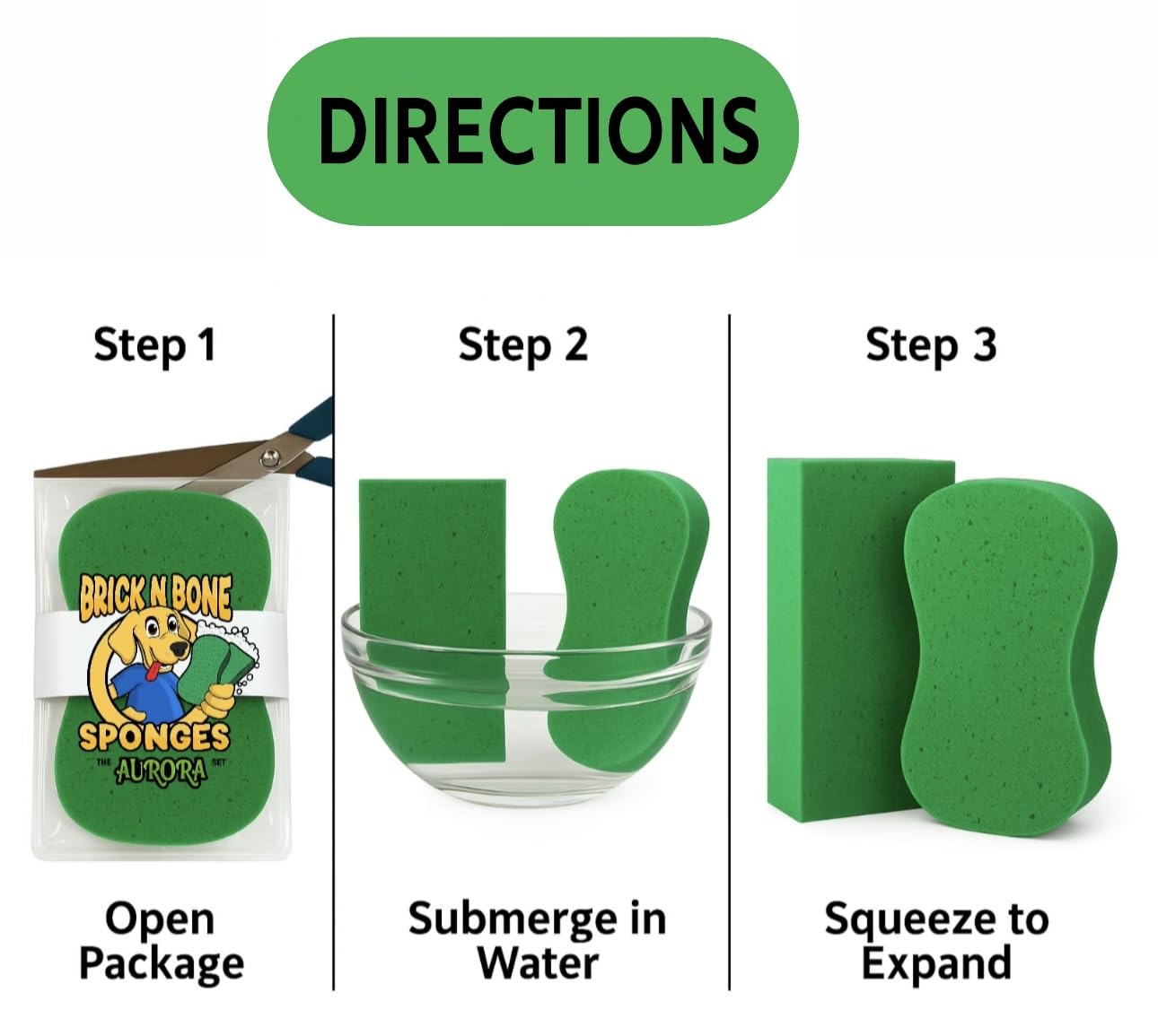 Multi-Purpose Sponges for Cleaning - Green 2 Pack, Large Sponges for Car Washing, Tile & Grout, All Purpose Cleaning