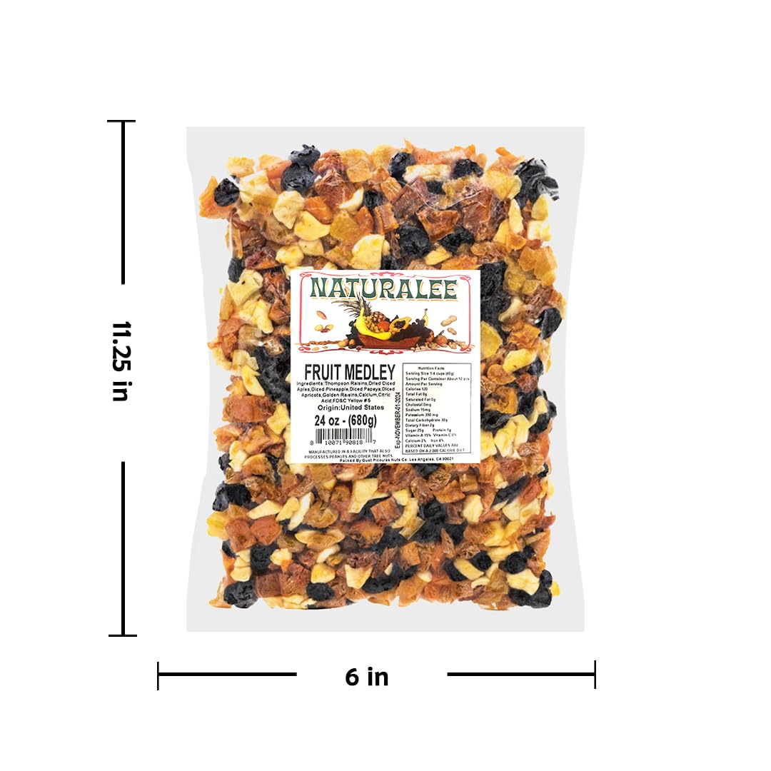 Naturalee Dried Fruit Medley 24 oz - Healthy Snack - Packed with Plant Based Energy