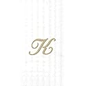 Ideal Home Range 3-Ply Paper Monogram Guest Towel, White/Gold (Pack of 2) (2, Letter K)