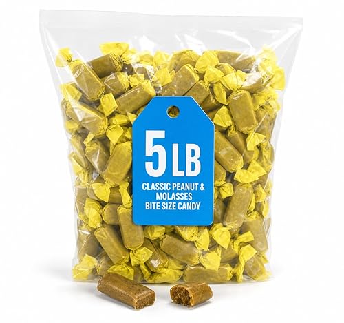 Classic Peanut & Molasses Bite Size Candy, Chewy Treats, 5 Pound Bag