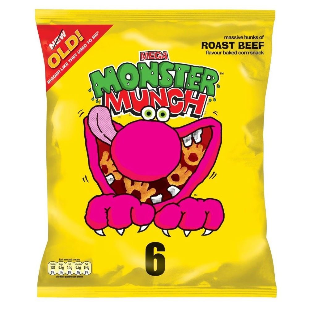 Monster Munch Roast Beef Snacks 22g X 6 - 2 PACK