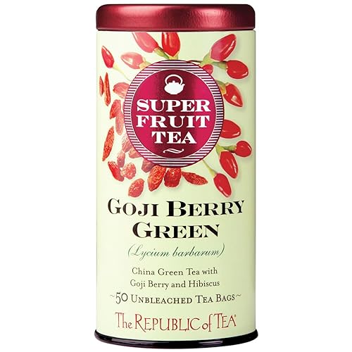 The Republic of Tea Goji Berry Green Superfruit Tea, Tea Bag Tin, 50 Count