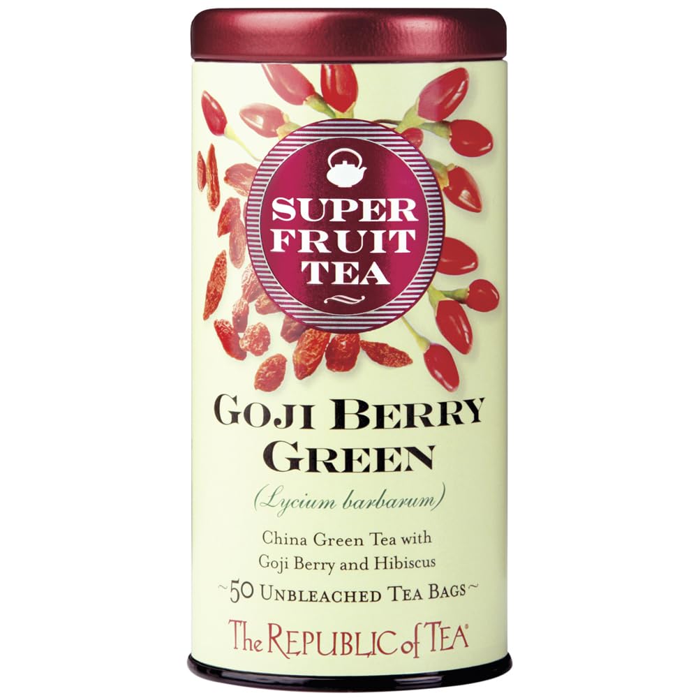 The Republic of Tea Goji Berry Green Superfruit Tea, Tea Bag Tin, 50 Count